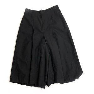 St. Michael Black Wool Pleated Wide Leg Crop Pants